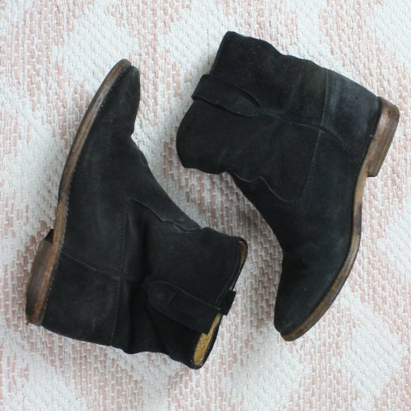 Isabel Marant Crisi hidden wedge ankle boot faded black suede 35 - Picture 12 of 16
